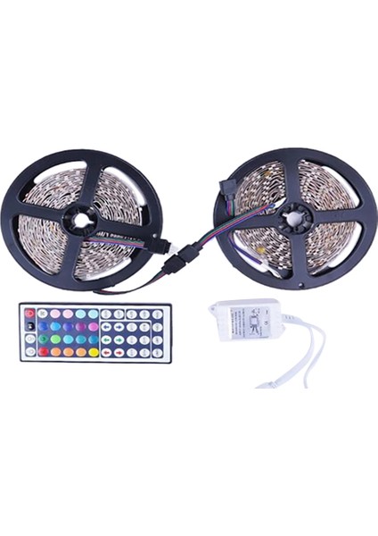 10 Metre LED Şerit Işık 3528 Rgb Su Geçirmez Uzaktan Kumanda 44 Tuş Plaka Rengi Rastgele (Yurt Dışından)