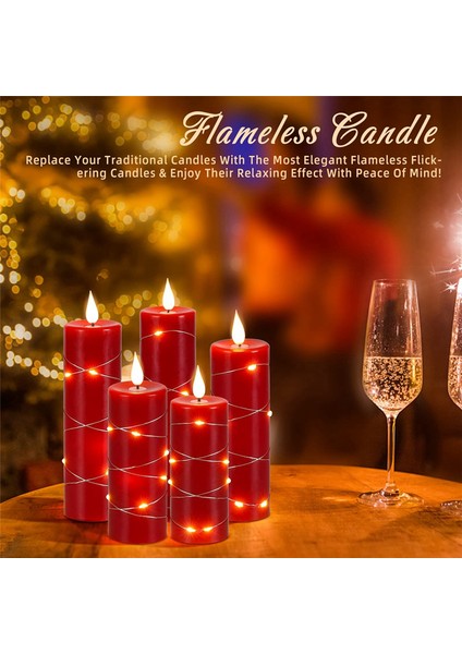 Kırmızı Alevsiz Mum Peri Işık Dizisi Su Damlası Alev LED Alev Simülasyonu Uzaktan Kumandalı ve Zaman Ayarlı Mum Dekoru (Yurt Dışından) modelleri