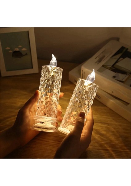 LED Mum Işıkları, Gül Desenli Projeksiyon, Simüle Edilmiş Alevsiz Mum Işıkları, Aile Doğum Günü Düğün Partisi Dekorasyonu (Yurt Dışından)