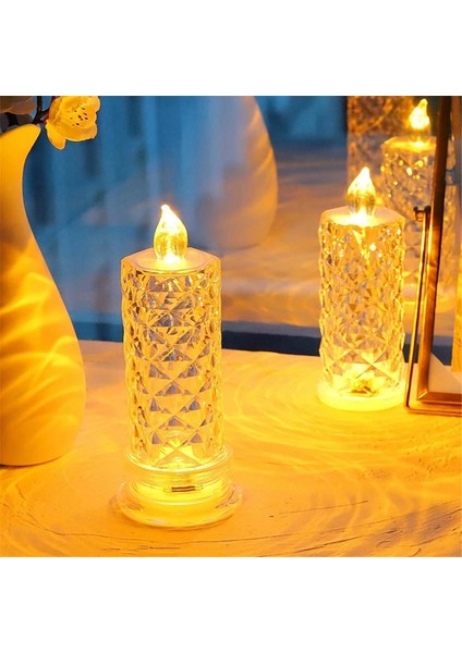 LED Mum Işıkları, Gül Desenli Projeksiyon, Simüle Edilmiş Alevsiz Mum Işıkları, Aile Doğum Günü Düğün Partisi Dekorasyonu (Yurt Dışından)
