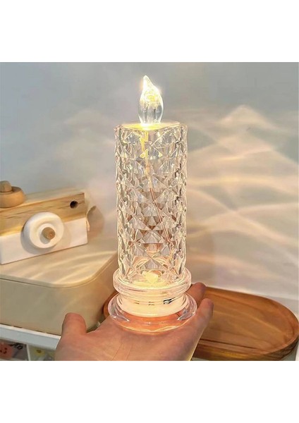 LED Mum Işıkları, Gül Desenli Projeksiyon, Simüle Edilmiş Alevsiz Mum Işıkları, Aile Doğum Günü Düğün Partisi Dekorasyonu (Yurt Dışından)