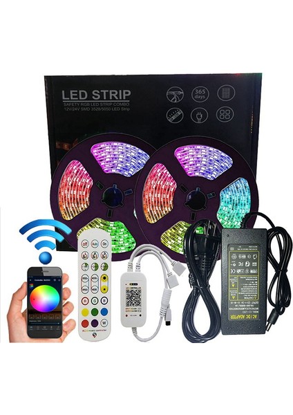 Bluetooth Uzaktan Renk Değiştiren LED Işık Şeritleri Rgb App Kontrolü Yatak Odası Dekoru Için Müzik Senkronizasyonu, 32.8ft / 10M-EU Tak (Yurt Dışından) fırsatları