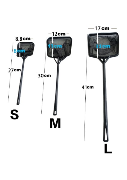 M (Uzunluk 30CM) Stili Yeni 3 Boyutlu Siyah Taşınabilir Uzun Saplı Kare Akvaryum Balık Tankı Ağ Balık Yüzer Temizlik Aracı (Yurt Dışından) fiyatları
