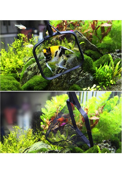 M (Uzunluk 30CM) Stili Yeni 3 Boyutlu Siyah Taşınabilir Uzun Saplı Kare Akvaryum Balık Tankı Ağ Balık Yüzer Temizlik Aracı (Yurt Dışından) modelleri