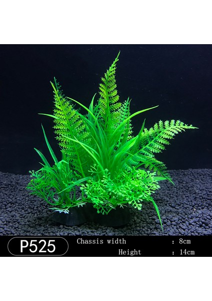 P525 Stili Yapay Sualtı Plastik Bitkileri Akvaryum Balık Tankı Sucul Sahte Çalı Yeşil Su Ot Görünüm Simülasyon Dekorasyon (Yurt Dışından)