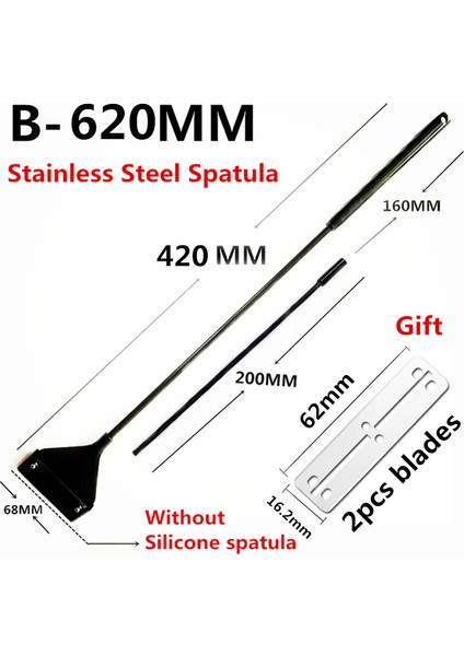 B-620MM Stili Paslanmaz Çelik Akvaryum Yosun Temizleyici Balık Tankı Silikon Temizleyici Bıçak Sucul Bitki Ot Temizleme Aracı Kiti (Yurt Dışından)