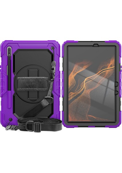 Silicone + Pc Case For Samsung Galaxy Tab S8 11 Inch SM-X700 (Purple+Black) (Yurt Dışından) fırsatları