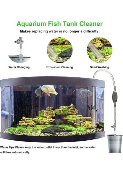 Gösterilen Stil Olarak Akvaryum Çakıl Temizleyici Kiti 7.8ft Yükseltme ile Akış Kontrolü Musluk Silikon Pompa Hızlı Su Değiştirme Aksesuarları (Yurt Dışından)