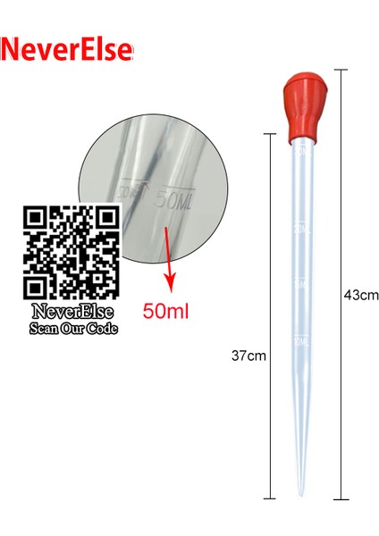 50ML Kırmızı Stil Akvaryum Pipet Balık Tankı Sifon Pompası cm ml Su Değiştirici Temizlik Aracı Kauçuk Baş Barbekü Malzeme Tedarik Yağ Hortumu Aksesuarları (Yurt Dışından)