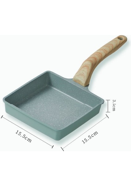 Yapışmaz Tava Düz Dipli Kahvaltı Tavası, Stil: Kare (Green ) (Yurt Dışından)
