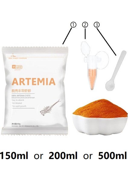 150ML Tarzı 150 ml 200 ml 500 ml Akvaryum Tropik Balık Yemi Artemia Kabukları Yumurta Tuzlu Karides Yumurta Yem Bebe Balıklar Için (Yurt Dışından) fırsatları