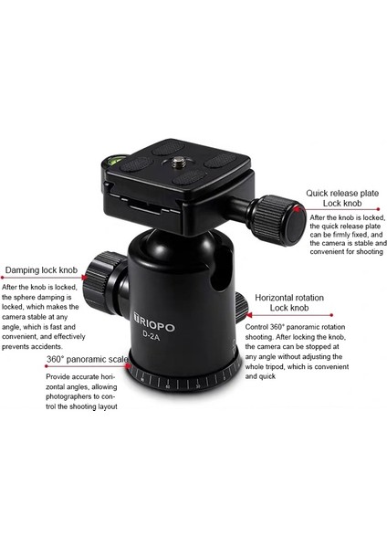 Triopo D-2A 360 Derece Döner Kafa 36MM Top Kafa Tripod (Yurt Dışından)
