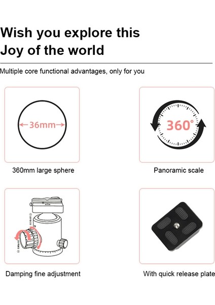 Triopo D-2A 360 Derece Döner Kafa 36MM Top Kafa Tripod (Yurt Dışından)