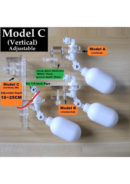 Model C-Vt Stili 1 Adet Dayanıklı Akvaryum Su Seviye Kontrol Cihazı Yüzen Top Valf Otomatik Su Doldurma Hidratasyon Cihazı Balık Tankı Su Seviyesi Denetleyici (Yurt Dışından)