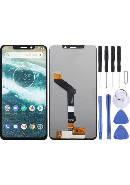 Motorola One (P30 Play) Için Digitizer Tam Yerleştirmeli Tft LCD Ekran (Siyah) (Yurt Dışından)