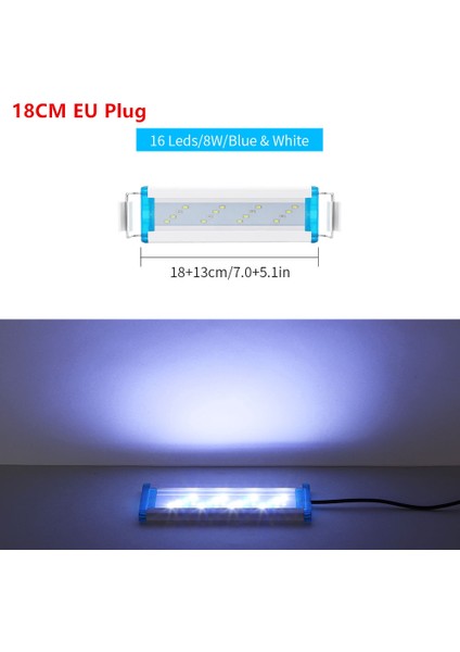 18CM Ab Fiş Stili Akvaryum Işığı Mavi Beyaz Balık Tankı Işık Genişletilebilir Paslanmaz Çelik Su Geçirmez Kelepçe Balık Tank Lambası Kullan Useu Fişi (Yurt Dışından)