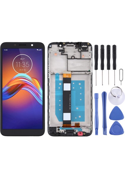 Motorola Moto E6 Play Digitizer Için Tft LCD Ekran Çerçeveli Tam Yerleştirme (Siyah) (Yurt Dışından)