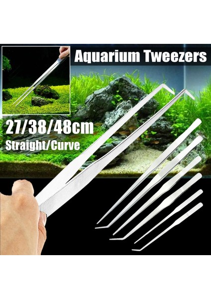 Düz 27CM Tarzı Düz Veya Kıvrımlı Uçlu Paslanmaz Çelik Akvaryum Bitki Araçları cm Düz Kıvrım Uçlu Pens Veya Yosun Temizleyici (Yurt Dışından) fiyatları