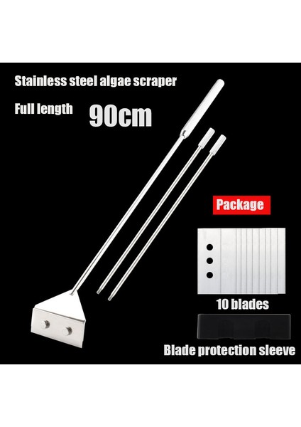 B-90CM Tarzı Zrdr Paslanmaz Çelik Akvaryum Balık Tankı Yosun Kazıyıcı Bıçak Su Bitkisi Ot Temizleme Çoklu Araç Temizleyici Kiti Seti (Yurt Dışından)