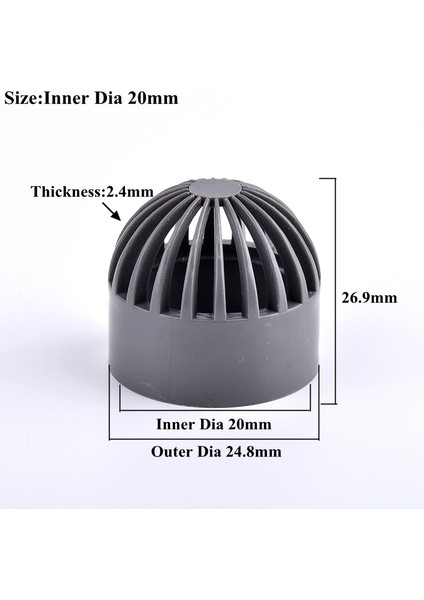 Iç Çap 20MM Stili 3 Parça 1~3 Adet Gri 20~ Pvc Nefes Alabilen Kapağı Hava Kanalı Havalandırma Kapak Akvaryum Balık Tankı Geçirgen Ekran Filtre Ekranı Boru Bağlayıcı (Yurt Dışından)