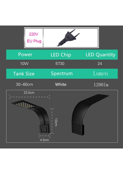X5 B-W Eu-Fiş Stili Süper Ince Akvaryum LED Aydınlatma Clip On Çift Lambalı Taze Su Bitkileri Büyüme Işığı LED Akvaryum Nano Balık Tankları Için (Yurt Dışından)
