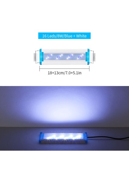 18 cm Mavi Beyaz Lig Stili Balık Tankı Peyzaj Lambası Ultra Ince Balık Tankı LED Lamba Akvaryum Lambası Saf Beyaz Işık Aydınlatma Lambası Askı Lambası (Yurt Dışından)
