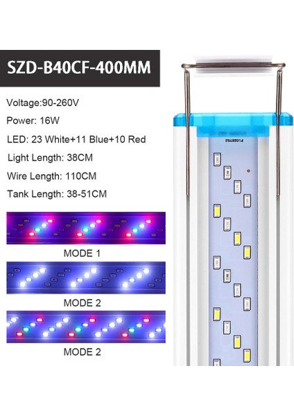 400 Renk Değiştiren Stil Akvaryum LED Işık, Balık Tankı Manzara Izleme Peyzajı, Su Yosunu LED Işık, Genişletilebilir cm Su Geçirmez Kelepçe Işık (Yurt Dışından)