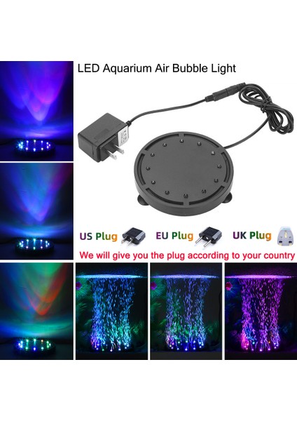 Q12 Stili cm Rgb LED Akvaryum Lambası Balık Tankı Dalgıç Işık Su Altı Hava Kabarcığı Oksijen Lambası Ab Abd Fiş Balık Tankı Işığı (Yurt Dışından)