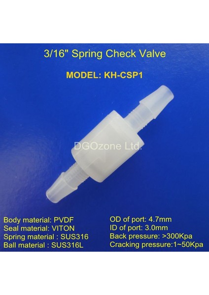 Csp1 Stili Plastik Çekvalf Geri Dönüş Valfi Ozon Geçirmez Pvdf Gövde Dgozon (Yurt Dışından)