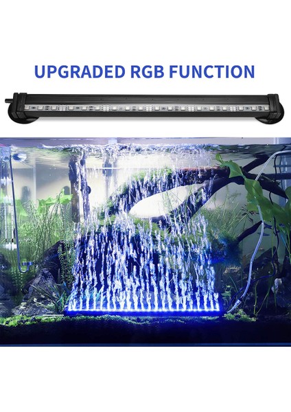 Abd Tak 46 cm Stili C Rgb LED Akvaryum Lambası Balık Tankı Daldırma Işık Su Altı Hava Kabarcığı Oksijen Lambası Eu Us Fiş Balık Tankı Işığı (Yurt Dışından)