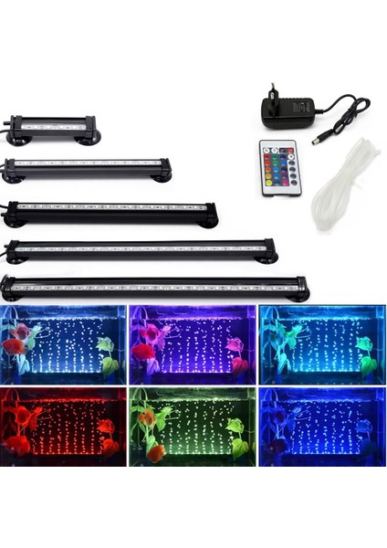 Abd Tak 46 cm Stili C Rgb LED Akvaryum Lambası Balık Tankı Daldırma Işık Su Altı Hava Kabarcığı Oksijen Lambası Eu Us Fiş Balık Tankı Işığı (Yurt Dışından)