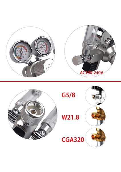 R101 Stili CGA320 Abd Domuzu Zrdr Dıy Akvaryum Co2 Regülatörü, 360° Ince Ayarlama Valfı Kabarcık Sayacı Solenoid Valf Kiti, Karbondioksit Basınç Azaltma Valfi (Yurt Dışından) indirimleri