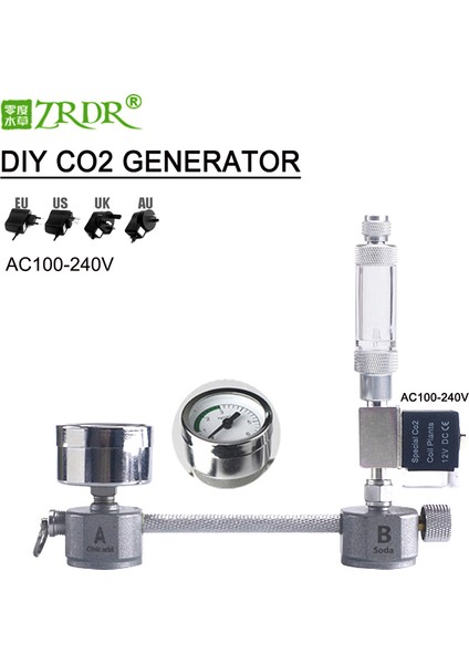 Paket A Stili Zrdr Akvaryum Dıy Co2 Üreteci Sistem Kiti Co2 Üreteci, Balon Sayaç Difüzör ile Solenoid Valf, Bitki Büyümesi Için (Yurt Dışından) modelleri
