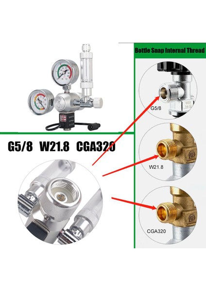 Mavi Stil Zrdr Akvaryum Co2 Somun Arayüzü, W21.8 CGA320 G M22 Co2 Regülatör Somun Arayüzü Bağlantısı (Yurt Dışından)