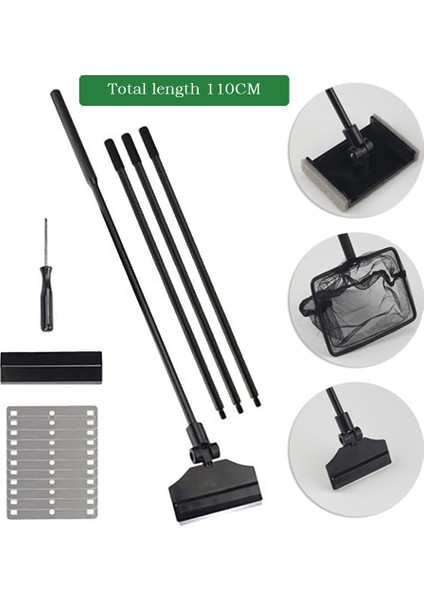 TYPE3-110CM Stili Akvaryum Temizleme Araçları Akvaryum Tankı Temizleme Seti Balık Ağı Kaya Taraması Yosun Kazıyıcı Çatal Sünger Fırça Cam Temizleyici Kiti (Yurt Dışından)