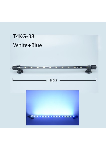 38CM Mavi ve Beyaz Stil Akvaryum Işık LED Su Geçirmez Balık Tankı Işık Sualtı Balık Lambası Akvaryumlar Dekor Aydınlatma Bitki Lambası (Yurt Dışından)