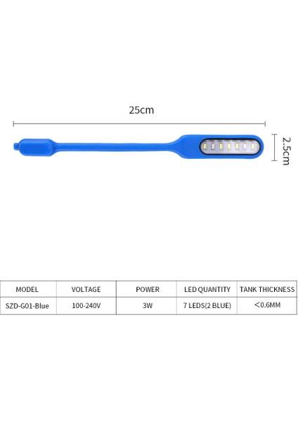 Mavi Stil Mini Yüksek Parlaklık LED Akvaryum Lambası 3W USB Özel Şekilli Tank Kelepçe Lambası Manyetik Sabitleme Lastik Kılıfı (Yurt Dışından)