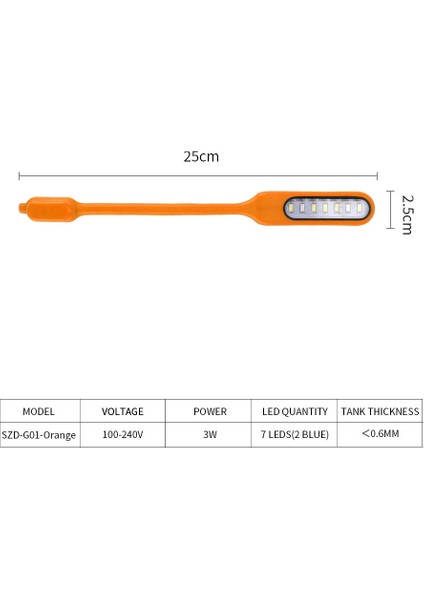 Altın Tarzı Mini Yüksek Parlaklık LED Akvaryum Lambası 3W USB Özel Şekilli Tank Kelepçe Lambası Manyetik Sabitleme Lastik Kılıfı (Yurt Dışından)