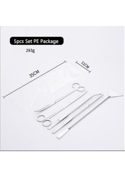 Pe 5'li Set Stili Balık Tankı Bakım Bitkiler Araçları Sucul Penset Paslanmaz Çelik Düz Kürek Yosun Kazıyıcı Akvaryum Peyzaj Aracı (Yurt Dışından)