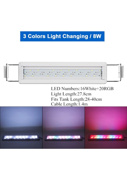 8W Tarzı 3 Renkli LED Akvaryum Aydınlatma Balık Tankı Su Bitkileri Büyüme Lambası Su Geçirmez Parlak Klipsli Lambalar Akvaryum Dekorasyon 7 (Yurt Dışından)