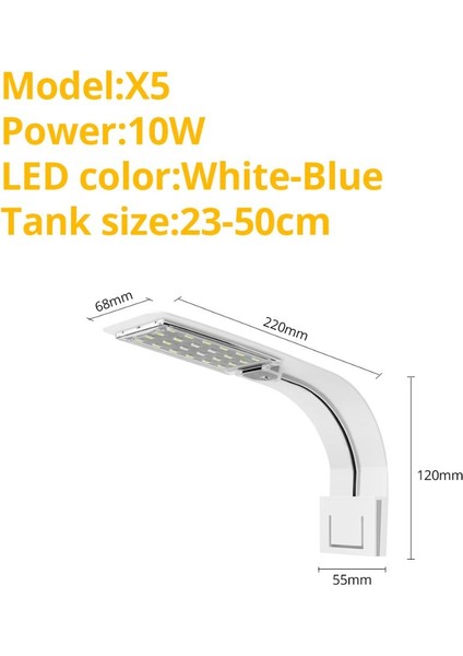 X5-Mavi-Beyaz Stili LED Balık Tankı Sulu Manzara Işıkları Klipsli Akvaryum Lambası Su Bitkisi Su Yosunu LED Büyüme Işığı Su Geçirmez (Yurt Dışından)