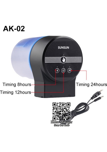 Besleyici Ak-02 Stili Pil Dahil Değil Sünger Kaplumbağa Tankı Için Otomatik Yem Dağıtıcı - Türkçe (Yurt Dışından)