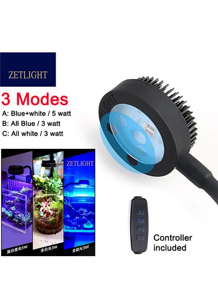 ZN1050 M1 (6W) Stili Zetlight LED Işık LED Tam Spektrum Nano Küçük Akvaryum Balık Tankı Deniz Suyu Tuzlu Su Deniz Mercan Resifi LED Işık (Yurt Dışından)