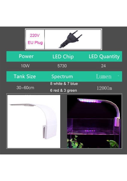 M280-W Ab Fiş Stili Ayarlanaılabilir 3 Modlu LED Akvaryum Işıkları 5W 10W Taze Su Bitkileri Büyüme Işığı Suya Dayanıklı Kelepçeli Lamba Balık Tankı Için (Yurt Dışından)