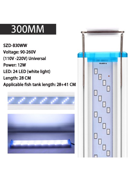 300 Beyaz Stil Akvaryum LED Işık, Balık Tankı Manzara Izleme Peyzajı, Su Yosunu LED Işık, Genişletilebilir cm Su Geçirmez Kelepçe Işık (Yurt Dışından)