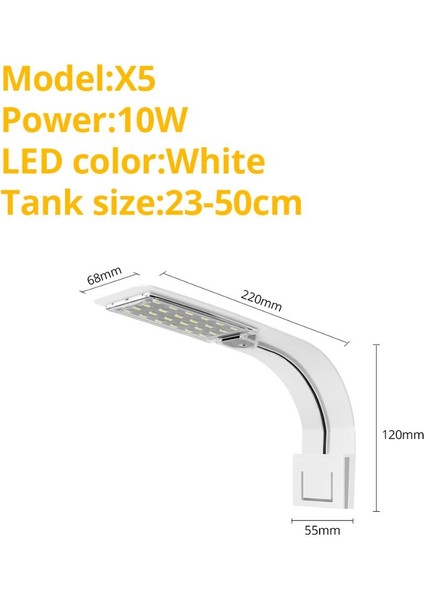 X5-Beyaz Stil LED Balık Tankı Sulu Manzara Işıkları Klipsli Akvaryum Lambası Su Bitkisi Su Yosunu LED Büyüme Işığı Su Geçirmez (Yurt Dışından)