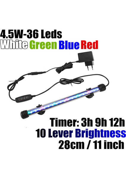 28CM 11 Inç Stili 8.5W 56 Ledler Akvaryum LED Işık Balık Tankı Işıkları Lamba Su Altında Mavi Yeşil Kırmızı Beyaz Renkli Zamanlayıcı Dimmer Parlaklık (Yurt Dışından)