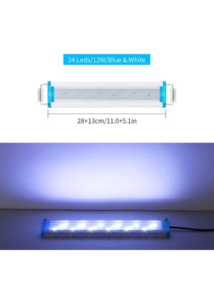 28CM 12W Ab Tarzı Ultra-Ince Akvaryum Mavi Beyaz Işık Balık LED Lambası Peyzaj Ekolojik Tank Çerçeve Lambası Masaüstü Akvaryum Sucul Bitkiler Lambası (Yurt Dışından)