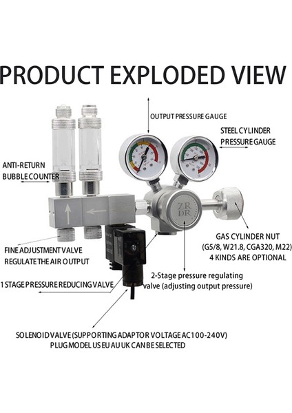 Co2 Şant Stili 100-240V-CGA320 Akvaryum Co2 Regülatörü Co2 Basınç Düşürücü Valf Balon Metre Solenoid Valf Co2 Kontrol Bipolar Basınç Düzenleyici (Yurt Dışından) fiyatları