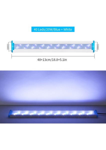 48 cm Mavi Beyaz Lig Stili Balık Tankı Peyzaj Lambası Ultra Ince Balık Tankı LED Lamba Akvaryum Lambası Saf Beyaz Işık Aydınlatma Lambası Askı Lambası (Yurt Dışından)
